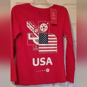 USA FIFA World Cup Qatar 2022 Red Long Sleeve T Shirt Size Small S New Tags